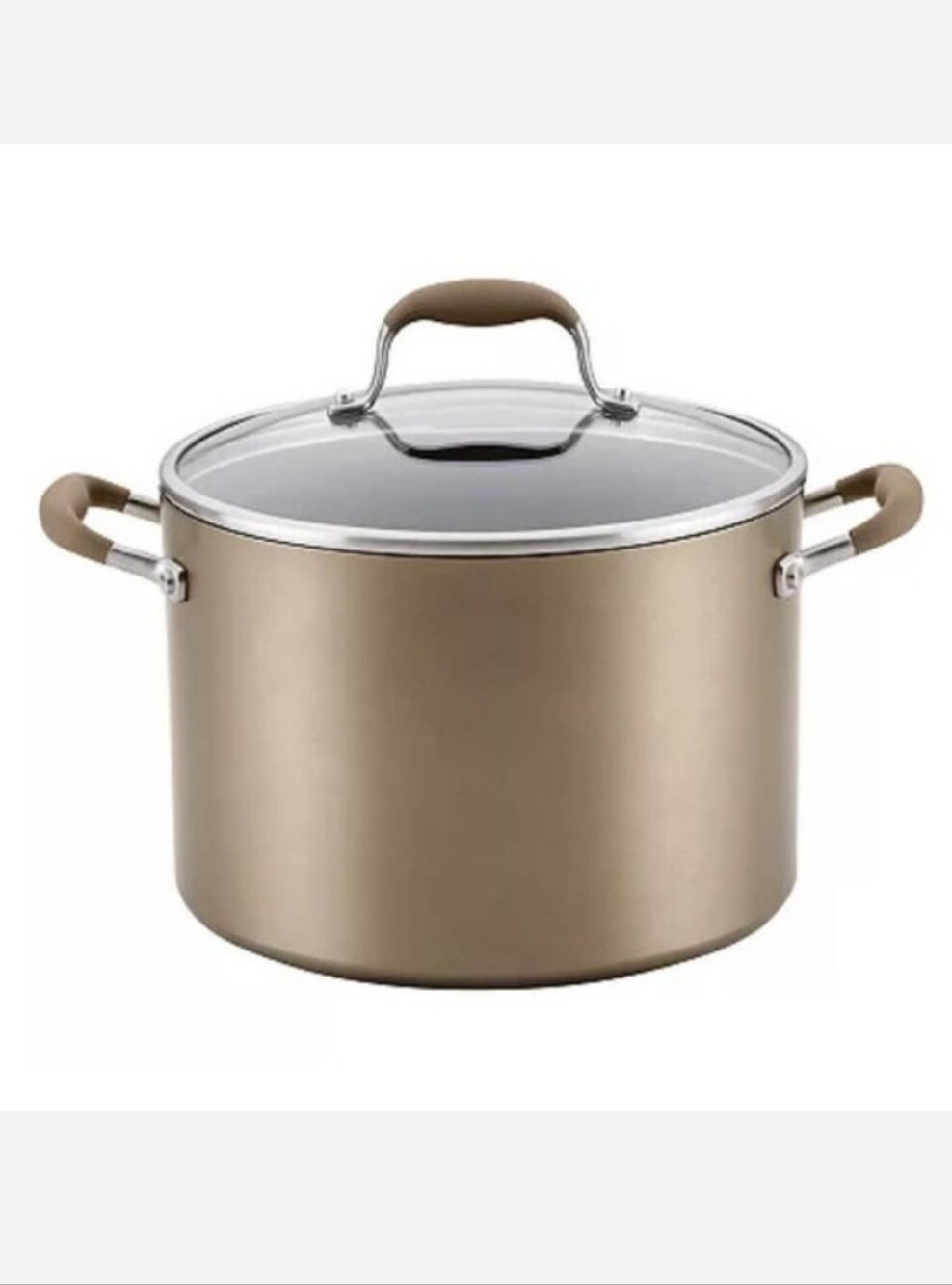 Anolon Advanced 6-Quart Bronze Hard-Anodized Nonstick Stockpot w/ Glass Lid NEW